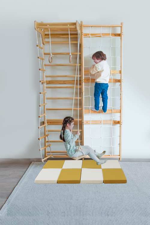 Neem Playset Mat in vibrant colors, perfect for safe and fun playtime for babies and toddlers. Angle 4 view.