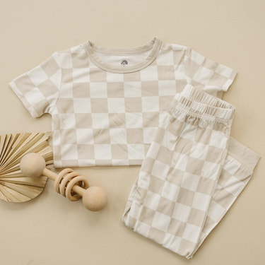 Neutral Checker 2pc Bamboo Pajamas