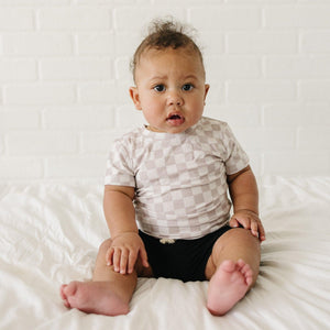 Neutral Checkered Bamboo Tee *Sizes 3/6m & sz 6 left