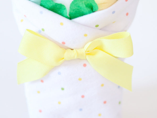 Baby Blossom Company Neutral Dots Baby Gift Set layette bouquet