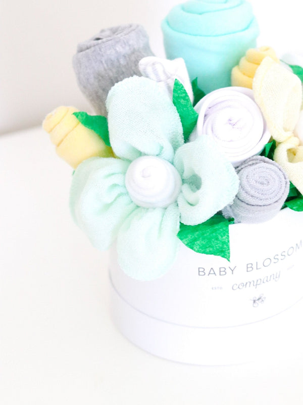 Baby Blossom Company Neutral Hatbox Bouquet Petite baby gift box