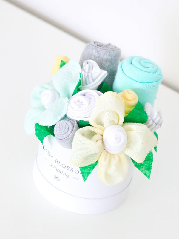 Baby Blossom Company Neutral Hatbox Bouquet Petite baby gift box