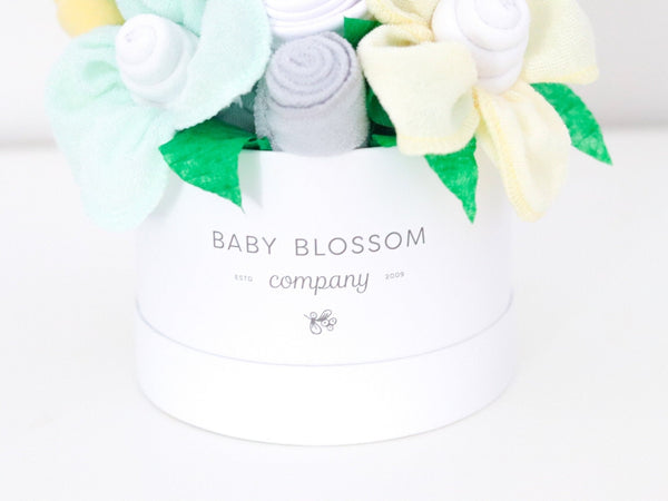 Baby Blossom Company Neutral Hatbox Bouquet Petite baby gift box