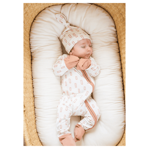 Neutral Rectangle Baby Pajamas | Zipper Romper