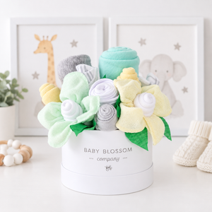 Baby Blossom Company Neutral Hatbox Bouquet Petite baby gift box