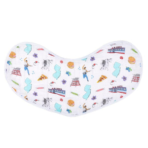 Gift Set: New Jersey Baby Muslin Swaddle Blanket and Burp Cloth/Bib Combo Baby Shower Essential for Newborn
