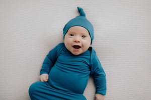 Blue Knotted Newborn Baby Gown