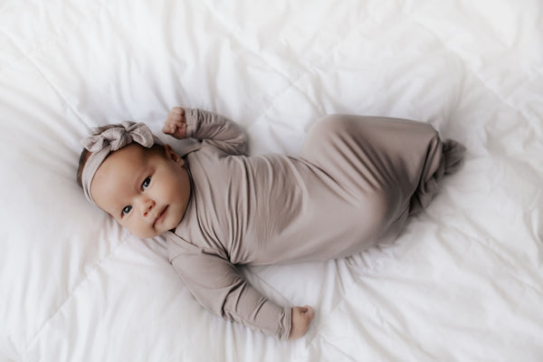 Harbor Mist Neutral Knotted Newborn Baby Gown