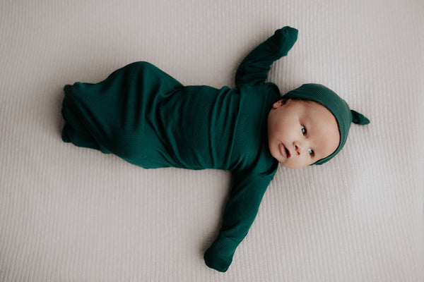 Forest Green Knotted Newborn Baby Gown