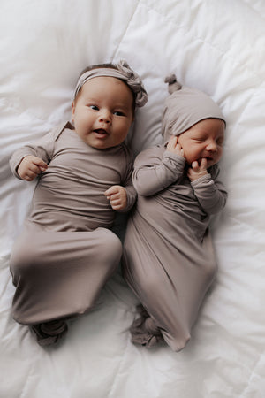 Harbor Mist Neutral Knotted Newborn Baby Gown