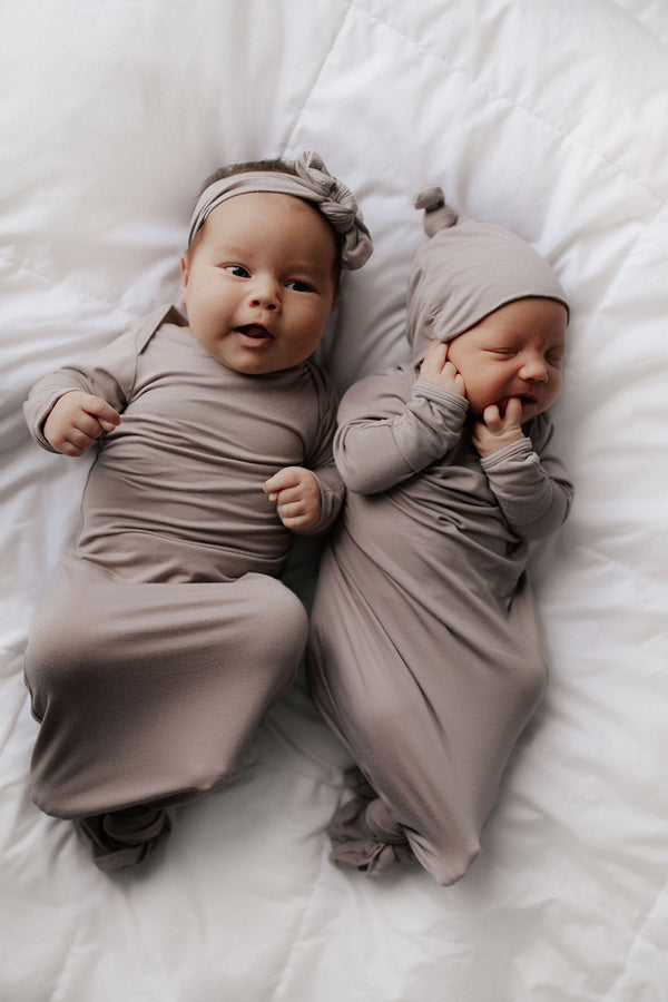 Harbor Mist Neutral Knotted Newborn Baby Gown