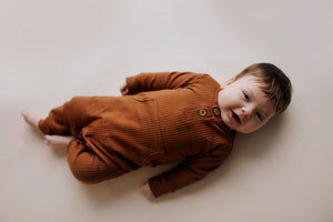 Clay Baby Ribbed Playsuit with pockets