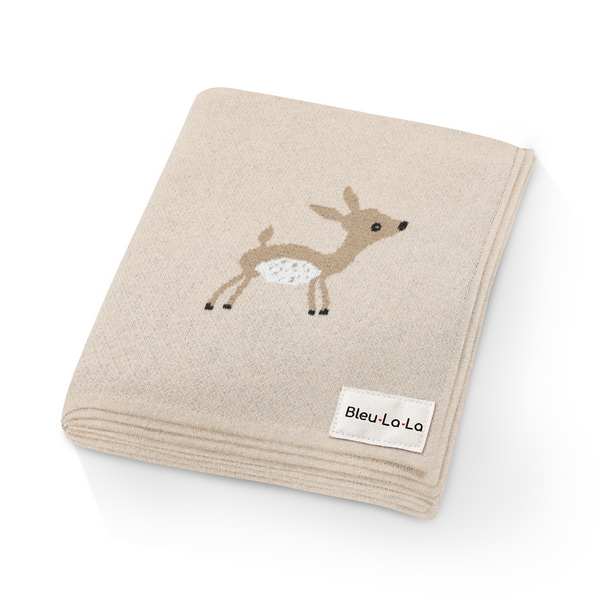 Luxury Cotton Deer Knit Swaddle Baby Blanket