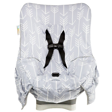 NIKO Easy Wash Children's Car Seat Cover in 100% Cotton Jersey, Grey with White Arrow Print