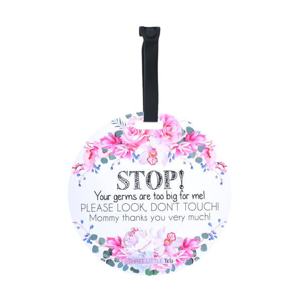 Flower No Touching Baby Car Seat Sign Tag
