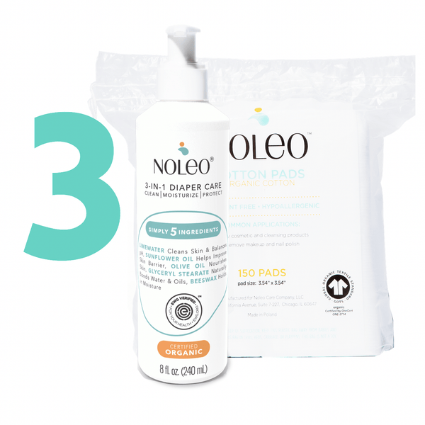 NOLEO DUO: 3-in-1 Diaper Rash Cream & Large Cotton Pads