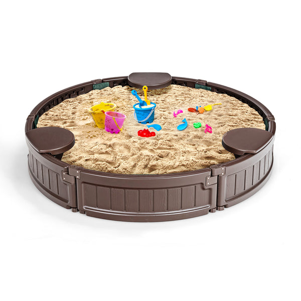 Sandbox with Built-in Corner Seat and Cover - Wooden