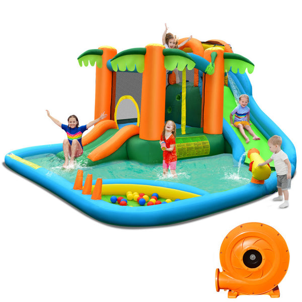 7-in-1 Inflatable Water Slide Park with 780W Blower - Heavy