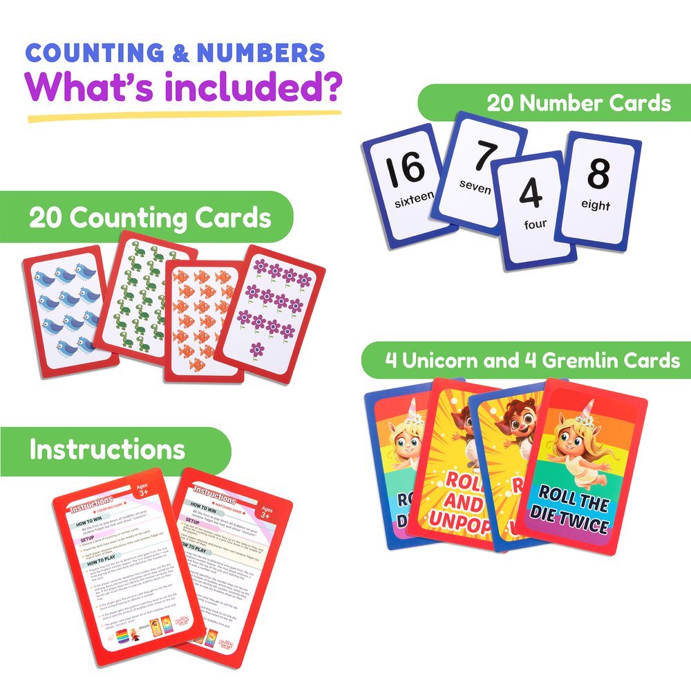 Counting & Numbers Card Pack for early learning and sensory play, featuring colorful designs for engaging baby education.