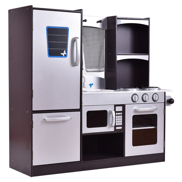 Kids Wooden Modern Kitchen Cooking Pretend Play Set - Realistic