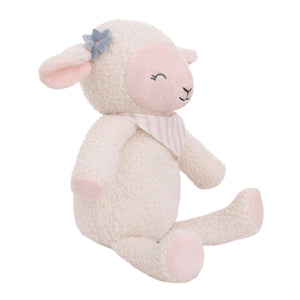 Farmhouse Chic Pink and White Super Soft Plush Stuffed Animal Lamb with Bandana - "Meadow"