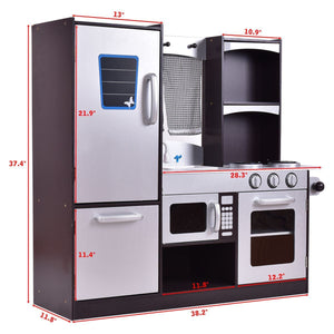 Kids Wooden Modern Kitchen Cooking Pretend Play Set - Realistic