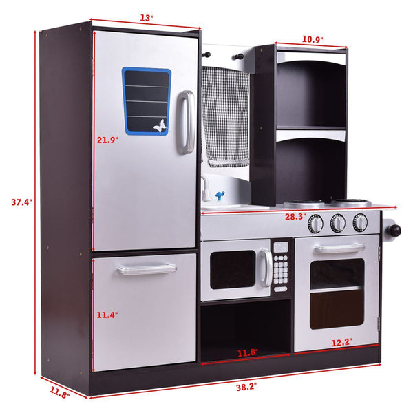 Kids Wooden Modern Kitchen Cooking Pretend Play Set - Realistic