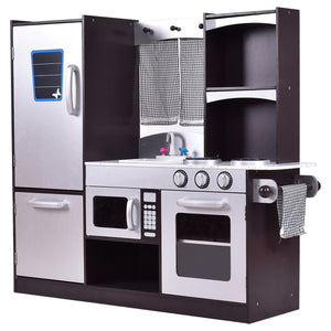 Kids Wooden Modern Kitchen Cooking Pretend Play Set - Realistic