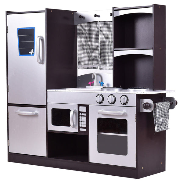 Kids Wooden Modern Kitchen Cooking Pretend Play Set - Realistic
