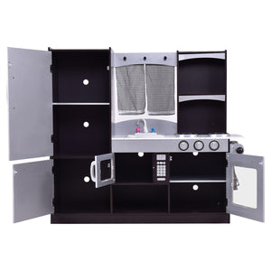 Kids Wooden Modern Kitchen Cooking Pretend Play Set - Realistic