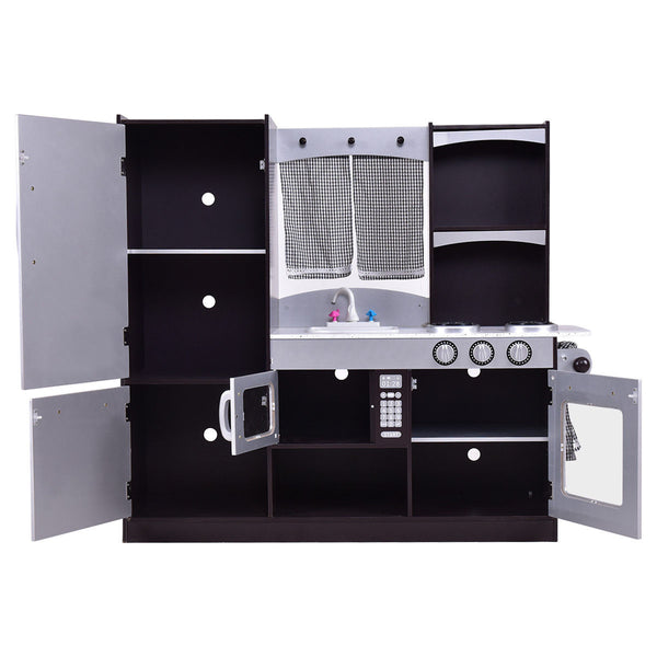 Kids Wooden Modern Kitchen Cooking Pretend Play Set - Realistic