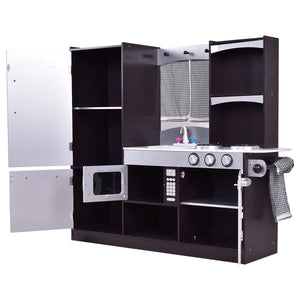 Kids Wooden Modern Kitchen Cooking Pretend Play Set - Realistic