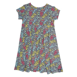 Swirly Girl Short Sleeve Dress - Streamers