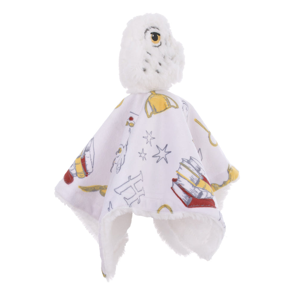 NoJo Warner Bros Harry Potter Hedwig Owl White, Gold and Red Super Soft Security Baby Blanket