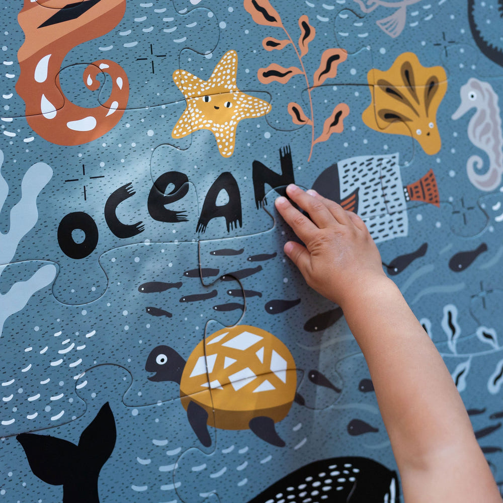 Ocean Life Floor Puzzle for toddlers, featuring vibrant marine animals and engaging design for fun learning playtime.