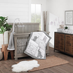 Elephant Tribe Grey and White 100% Cotton Photo Op Fitted Crib Sheet