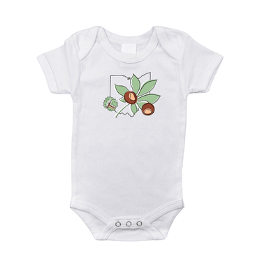 Ohio Buckeye Baby Onesie - Short sleeve bodysuit for infants, featuring a cute Ohio Buckeye design. Perfect for little fans!
