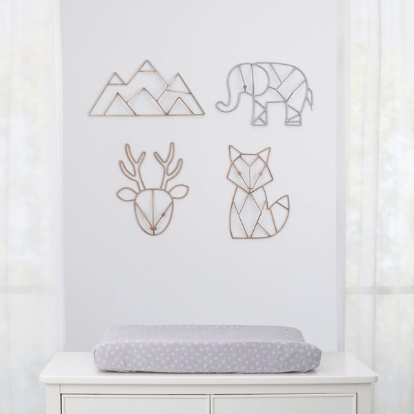 Elephant Shaped Wire Nursery Wall Decor, Grey Finish