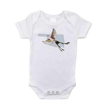 Oklahoma Scissortail baby onesie in short sleeve, perfect for comfort and style for your little one.
