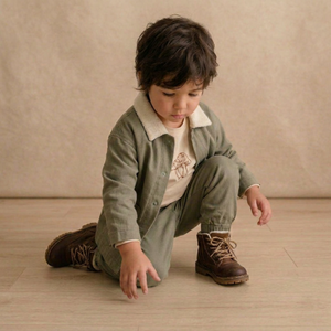 Organic Twill Button Jacket - Olive