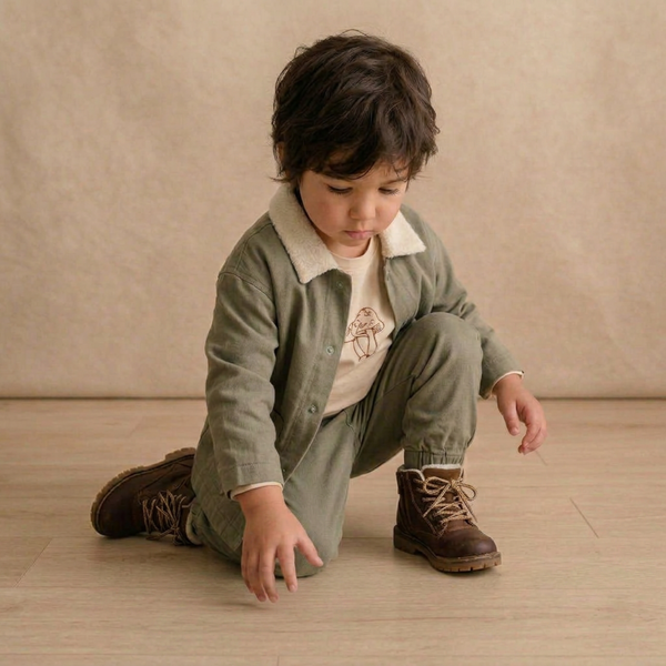 Organic Twill Button Jacket - Olive