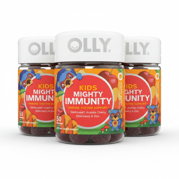 Olly Immunity Kids Gummy Vitamins - 50 Count, Pack of 3, colorful gummies for children's immune support.
