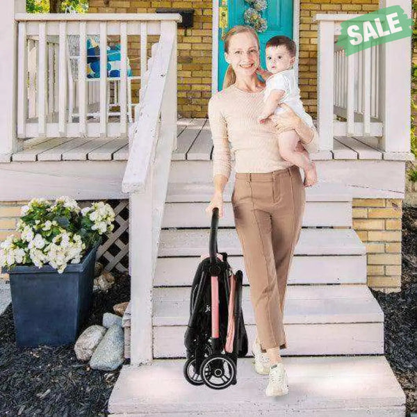 One-Hand Folding Portable Lightweight Baby Stroller with Aluminum Frame-Pink