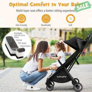 One-Hand Folding Portable Lightweight Baby Stroller with Aluminum Frame-Black