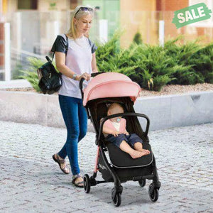 One-Hand Folding Portable Lightweight Baby Stroller with Aluminum Frame-Pink
