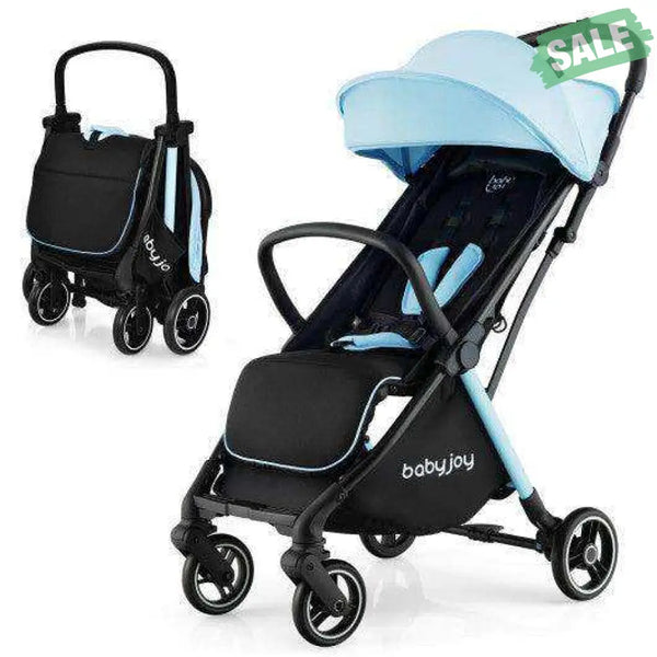 One-Hand Folding Portable Lightweight Baby Stroller with Aluminum Frame-Blue Blue Baby Strollers