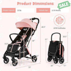 One-Hand Folding Portable Lightweight Baby Stroller with Aluminum Frame-Blue Blue Baby Strollers