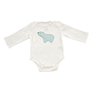 Organic Cotton Long Sleeve Onesie (Snow/Arctic Blue Bear)