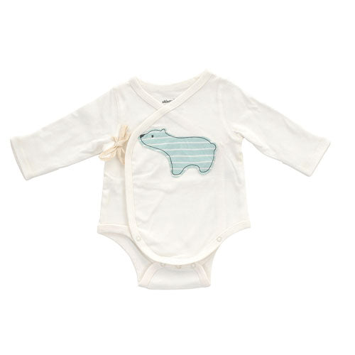 Organic Cotton Long Sleeve Onesie (Snow/Arctic Blue Bear)