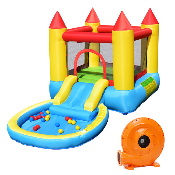Inflatable Kids Slide Bounce House with 580w Blower - Heavy-Duty